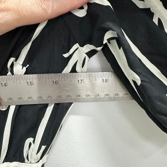 Umgee Sz Small Midi Dress Black White Bow Print Cotton Tiered Coquette Parisian - Picture 4 of 6